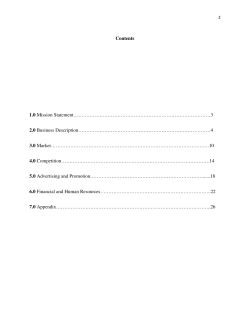 Contents 1.0 Mission Statement