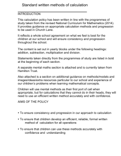 Calculation Policy - The Church Lane Primary School