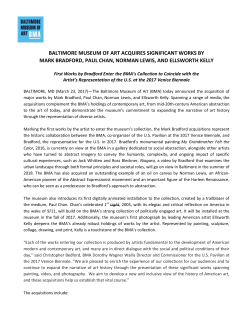 BALTIMORE MUSEUM OF ART ACQUIRES SIGNIFICANT WORKS