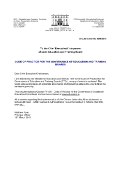 To the Chief Executive/Chairperson of each Education and Training