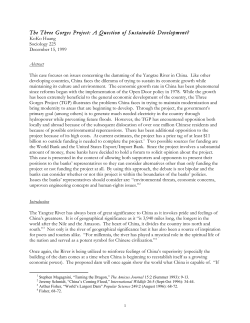Huang, KoKo. &ldquo;The Three Gorges Project: A Question of Sustainable