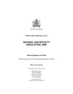 natural gas royalty regulation, 2009