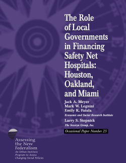 The Role of Local Governments in financing Safety Net Hospitals