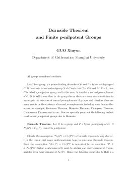 Burnside Theorem and Finite p