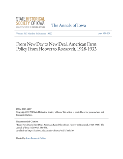 From New Day to New Deal: American Farm Policy From Hoover to