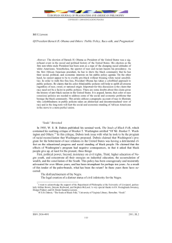 Of President Barack H. Obama and Others: Public Policy