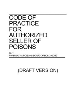 Code of Practice For Authorized Seller of Poisons