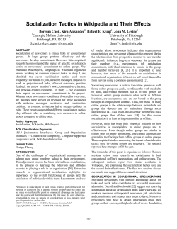 Socialization tactics in wikipedia and their effects