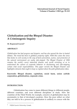 Globalization and the Bhopal Disaster: A Criminogenic Inquiry