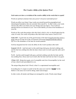 The Creative Ability of the Spoken Word