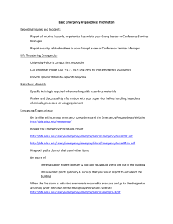 Basic Emergency Preparedness Information Reporting Injuries and