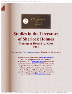 Studies in the Literature of Sherlock Holmes by Msgr. Ronald A. Knox