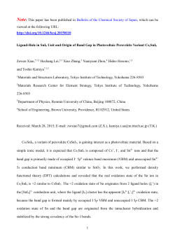 1 Note: This paper has been published in Bulletin of the Chemical