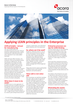 Applying LEAN principles in the Enterprise