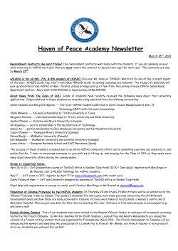 Haven of Peace Academy Newsletter