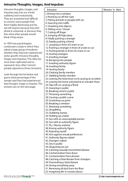 Intrusive Thoughts, Images, And Impulses