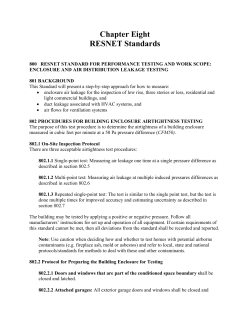 Chapter Eight RESNET Standards - Residential Energy Services