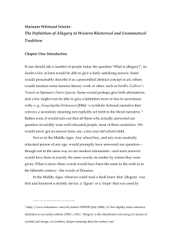 The Definition of Allegory in Western Rhetorical and Grammatical