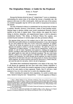 The Originalism Debate: A Guide for the Perplexed