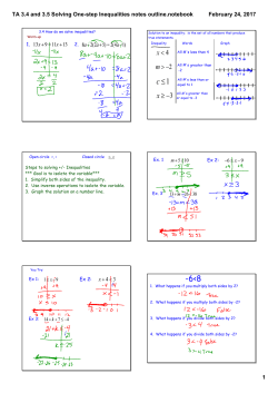 TA 3.4 and 3.5 Solving One-step Inequalities notes outline.notebook
