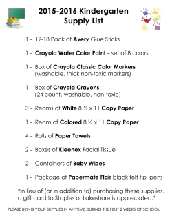2015-2016 Kindergarten Supply List
