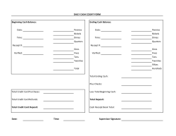 Cash Count Form - Fairmont State University