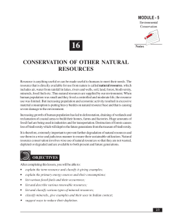 Conservation of other Natural Resources