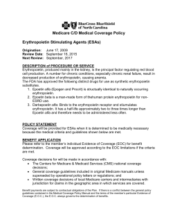 Medicare C/D Medical Coverage Policy Erythropoietin