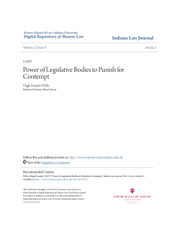 Power of Legislative Bodies to Punish for Contempt