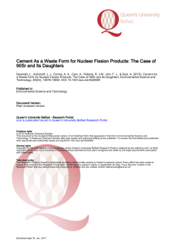 Cement As a Waste Form for Nuclear Fission Products: The