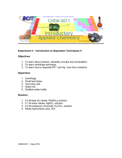 Experiment 5 &ndash; Introduction to Separation Techniques II Objectives 1