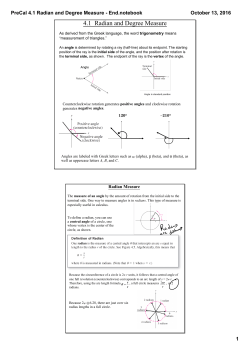 PreCal 4.1 Radian and Degree Measure