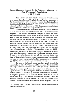 Forms of Prophetic Speech in the Old Testament