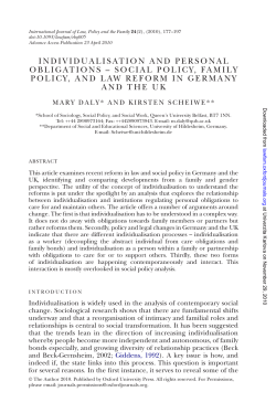 individualisation and personal obligations &ndash; social policy
