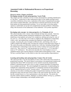 Annotated Guide to Mathematical Resources on Proportional