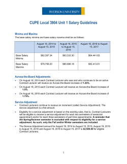 CUPE Local 3904 Unit 1 Salary Guidelines