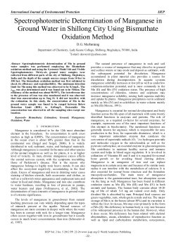 Spectrophotometric Determination of Manganese in Ground Water