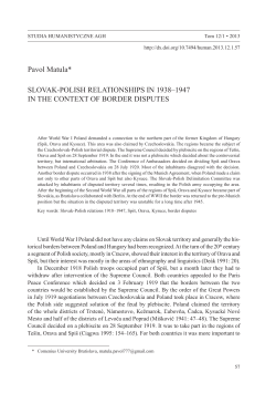 SLOVAK-POLISH RELATIONSHIPS IN 1938&ndash;1947 IN THE