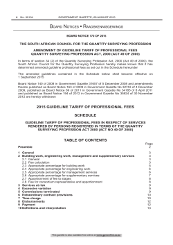 Quantity Surveying Profession Act: Amendment: Guideline Tariff of