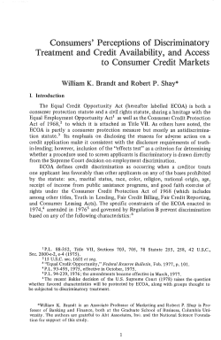 Consumers` Perceptions of Discriminatory Treatment and Credit