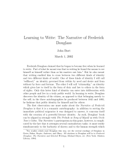 Learning to Write: The Narrative of Frederick Douglass ()