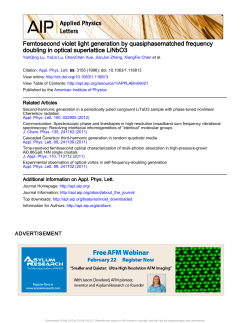 Femtosecond violet light generation by quasiphasematched