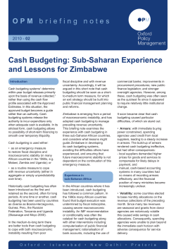 OPM Briefing note 2010-02 Cash Budgeting: Sub