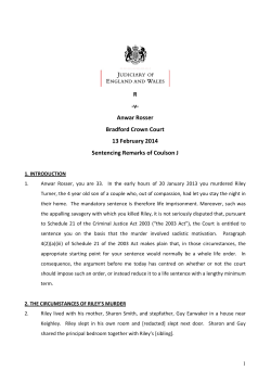 Sentencing Remarks of Coulson J: R -v- Anwar Rosser