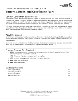Patterns, Rules, and Coordinate Pairs