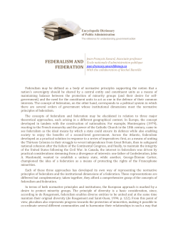 federalism and federation - Dictionnaire encyclop&eacute;dique de l