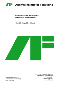 Analyseinstitut for Forskning Organization and Management of
