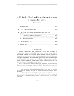 All I Really Need to Know About Antitrust I Learned in 1912