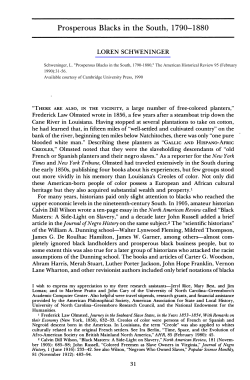 Prosperous Blacks in the South, 1790-1880