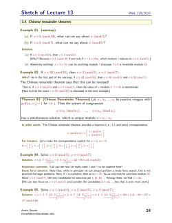 Sketch of Lecture 13